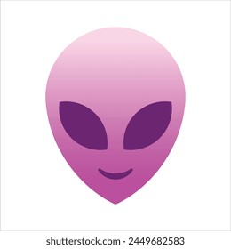 Alien pink head isolated on white background vector illustration. Extraterrestrial trendy alien face or head symbol line art vector icon for apps and websites.