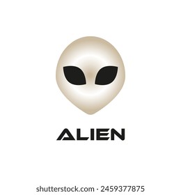 Alien plain face platinum gradient black eyed vector logo