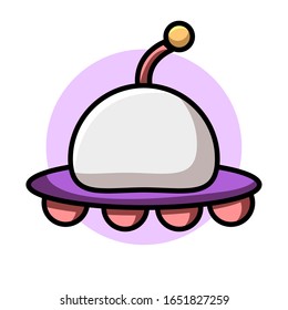 Alien plane flying flat illustration with clean background