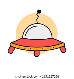 Alien plane flying flat illustration with clean background