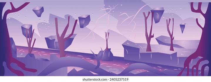 Alien Planet Forest Game Background and Wallpaper vector