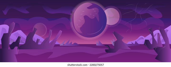 Alien Planet Game Background Wallpaper Vector Illustration