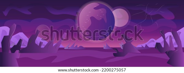 Alien Planet Game Background Wallpaper\
Vector Illustration