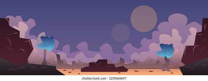 Alien Planet Surface Game Background Vector Illustration