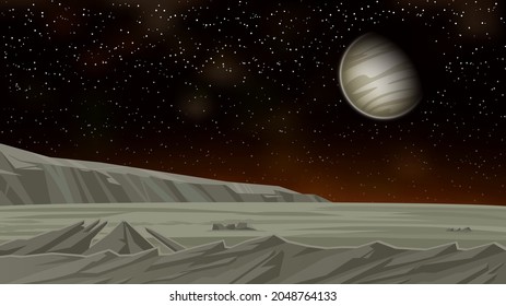 Alien planet surface landscape, vector background. 