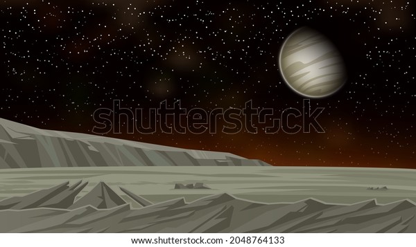 Alien\
planet surface landscape, vector background.\
