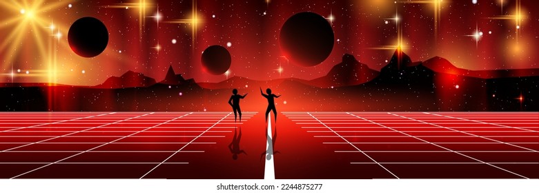 Alien planet vector concept illustration. Web banner, header design template