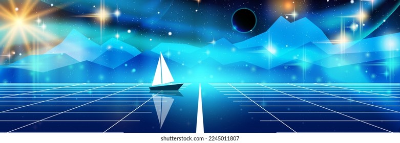 Alien planet vector concept illustration. Web banner, header design template