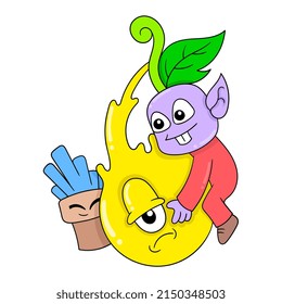 alien is playing with one eyed monster, vector illustration art. doodle icon image kawaii.