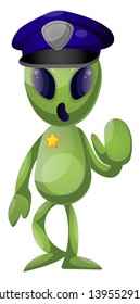 Alien Police, illustration, vector on white background.