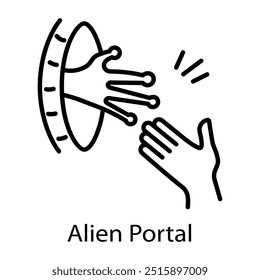 Alien portal icon in linear style 