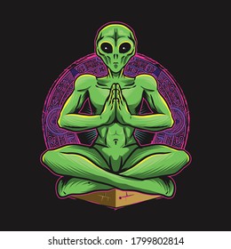 alien pose yoga illustration perfect for tshirt