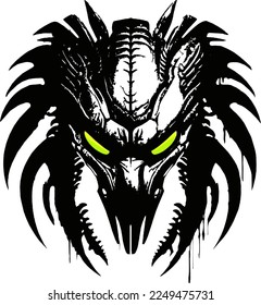 Alien Predator image, AvP Hunter, aggressive image suitable for logo and tattoo