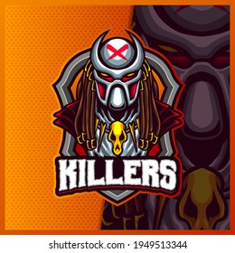 Alien Predator Killers mascot esport logo design illustrations vector template, Predator logo for team game streamer banner 