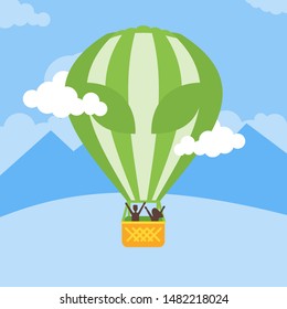 Alien Printed Hot Air Balloon vector Logo element and design. An extraterrestrial and intelligent life concept illustration element. Can be used for web and mobile development. 