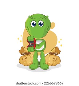 the alien propose with ring. cartoon mascot vector