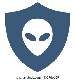Alien Protection vector icon. Style is flat symbol, blue color, rounded angles, white background.