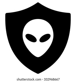 Alien Protection vector icon. Style is flat symbol, black color, rounded angles, white background.