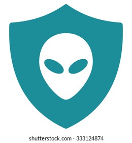 Alien Protection vector icon. Style is flat symbol, soft blue color, rounded angles, white background.