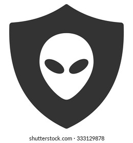 Alien Protection vector icon. Style is flat symbol, gray color, rounded angles, white background.