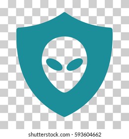 Alien Protection vector pictograph. Illustration style is flat iconic soft blue symbol on a transparent background.