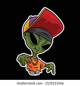 alien rapper illustration perfect for design logo