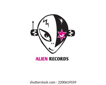 Alien Record Music Studio Dj Logo