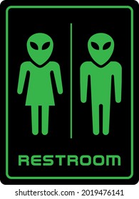 Alien Restroom Sign | Bathroom Signage for Spaceships and UFOs | Male and Female Extraterrestrial Pictograms