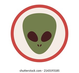 Alien road sign. UFO icon. Vector flat illustration
