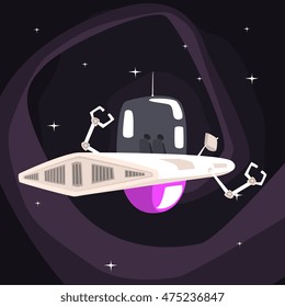 Alien Robotic UFO Spacecraft With Metal Arms