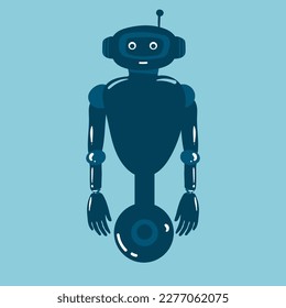 Alien robots, future technology cartoon characters. Robotic life forms, futuristic machines or cyborgs workers with artificial intelligence, claws on hands and glowing neon eyes vector,