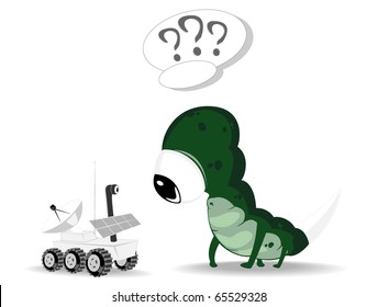 alien and rover. vector illustration