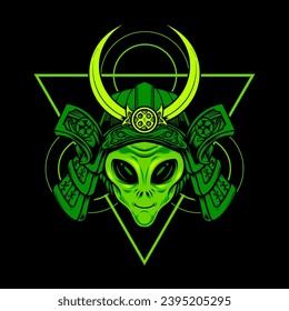 ilustración y diseño de camisetas de alien samurai