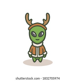 Alien with Santa Claus costume