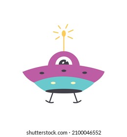 Alien saucer  hand drawn naive art