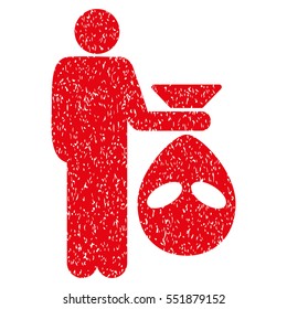 Alien Scalp grainy textured icon for overlay watermark stamps. Flat symbol with unclean texture. Dotted vector red ink rubber seal stamp with grunge design on a white background.