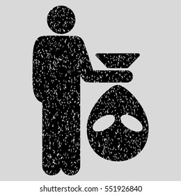 Alien Scalp grainy textured icon for overlay watermark stamps. Flat symbol with unclean texture. Dotted vector black ink rubber seal stamp with grunge design on a light gray background.