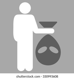 Alien Scalp vector icon. Style is flat bicolor dark gray and white symbol, rounded angles, silver background.