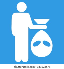 Alien Scalp vector icon. Style is flat white symbol, rounded angles, blue background.