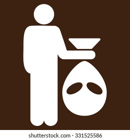Alien Scalp vector icon. Style is flat white symbol, rounded angles, brown background.