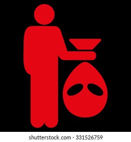 Alien Scalp vector icon. Style is flat red symbol, rounded angles, black background.