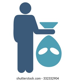 Alien Scalp vector icon. Style is flat bicolor cyan and blue symbol, rounded angles, white background.