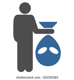 Alien Scalp vector icon. Style is flat bicolor cobalt and gray symbol, rounded angles, white background.