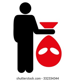 Alien Scalp vector icon. Style is flat bicolor intensive red and black symbol, rounded angles, white background.
