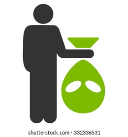 Alien Scalp vector icon. Style is flat bicolor eco green and gray symbol, rounded angles, white background.