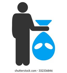 Alien Scalp vector icon. Style is flat bicolor blue and gray symbol, rounded angles, white background.