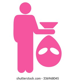Alien Scalp vector icon. Style is flat pink symbol, rounded angles, white background.