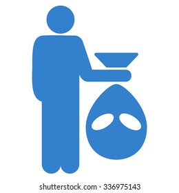 Alien Scalp vector icon. Style is flat cobalt symbol, rounded angles, white background.
