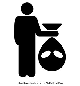 Alien Scalp vector icon. Style is flat black symbol, rounded angles, white background.