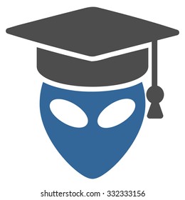 Alien Scientist vector icon. Style is flat bicolor cobalt and gray symbol, rounded angles, white background.
